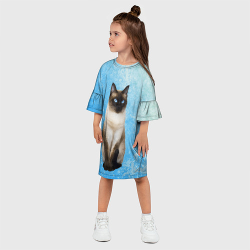 Детское платье 3D с принтом Тайская кошечка, фото на моделе #1
