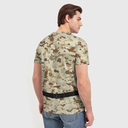 Мужская футболка 3D с принтом Пистолет Стечкина и камуфляж, вид сзади #2
