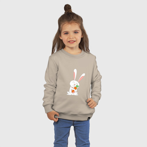 Детский свитшот хлопок с принтом Морковные обнимашки, фото на моделе #1