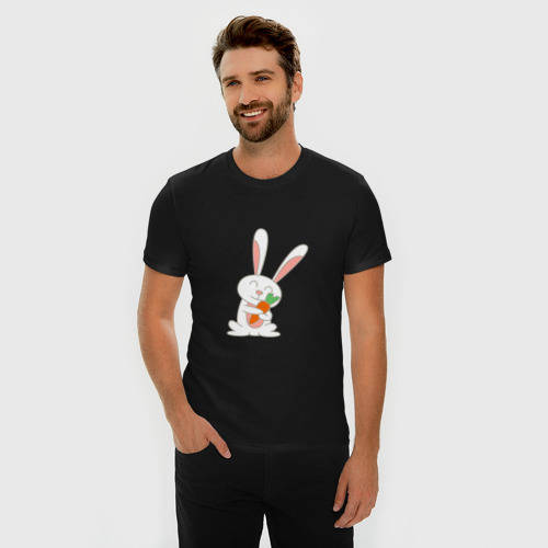 Мужская футболка хлопок Slim с принтом Морковные обнимашки, фото на моделе #1