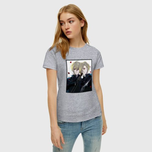 Женская футболка с принтом Братья Мориарти, фото на моделе #1