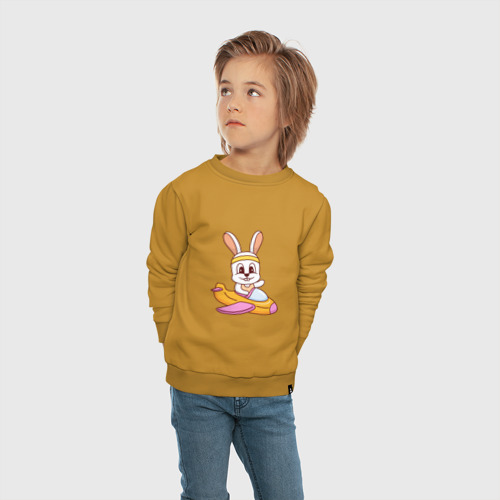 Детский свитшот хлопок с принтом Кролик Пилот, вид сбоку #3