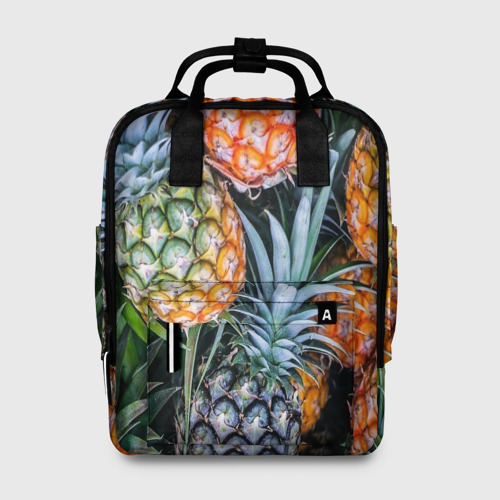 Женский рюкзак 3D с принтом Фон из ананасов, вид спереди #2