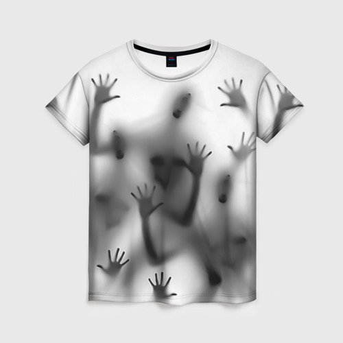 Женская футболка 3D с принтом Bodies inside behind a white wall, вид спереди #2