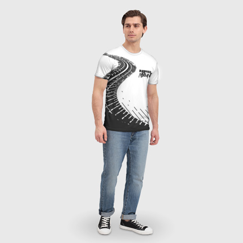Мужская футболка 3D с принтом NFS Unbound следы резины, вид сбоку #3