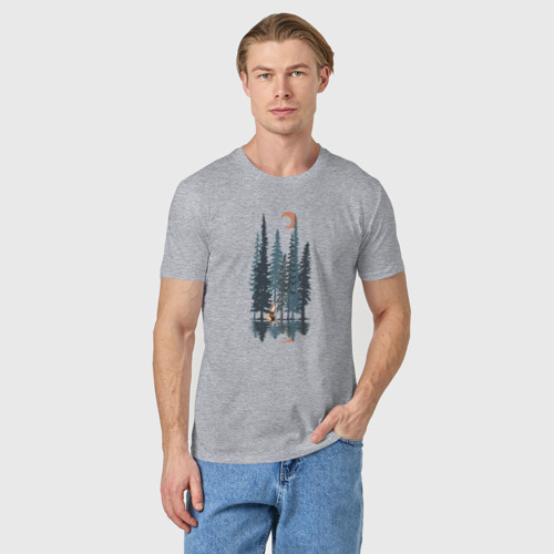 Мужская футболка хлопок с принтом Лисьи Деревья, фото на моделе #1