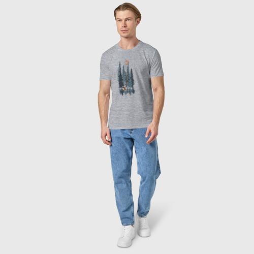 Мужская футболка хлопок с принтом Лисьи Деревья, вид сбоку #3