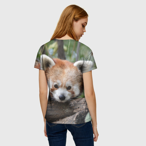 Женская футболка 3D с принтом Красная панда, вид сзади #2