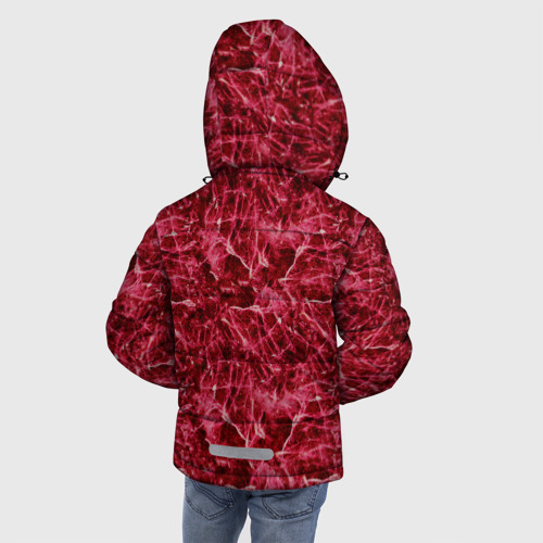 Зимняя куртка для мальчиков 3D с принтом Красный лёд - текстура, вид сзади #2