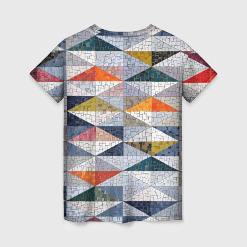 Женская футболка 3D с принтом Каменный разноцветный паттерн, вид сзади #1