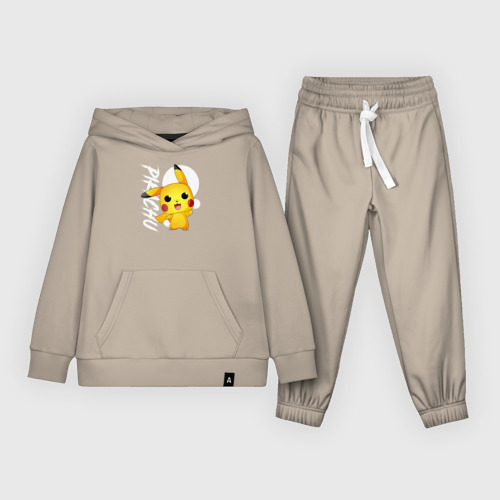 Детский костюм с толстовкой хлопок с принтом Funko pop Pikachu, вид спереди #2