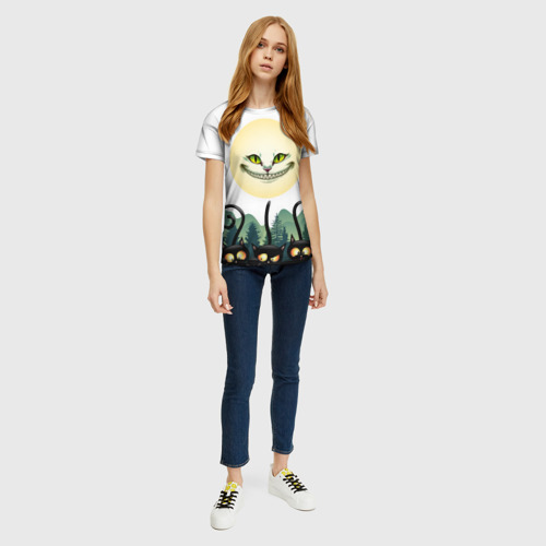 Женская футболка 3D с принтом Лесные коты, вид сбоку #3