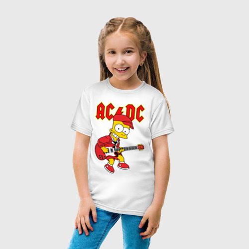 Детская футболка хлопок с принтом AC DC Барт Симпсон, вид сбоку #3
