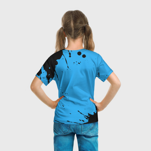 Детская футболка 3D с принтом Артем космонавт футболист, вид сзади #2