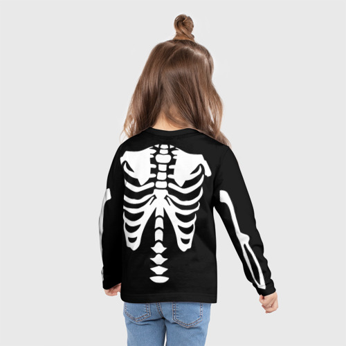 Детский лонгслив 3D с принтом Скелет костюм верх, вид сзади #2