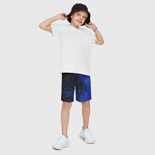Детские спортивные шорты 3D с принтом Чистое звездное небо, фото на моделе #1