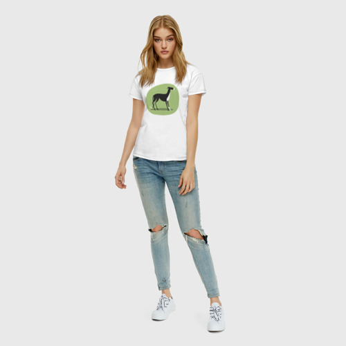 Женская футболка хлопок с принтом Грейхаунд пёсик, вид сбоку #3