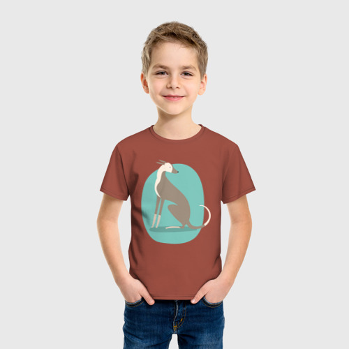 Детская футболка хлопок с принтом Грейхаунд, фото на моделе #1