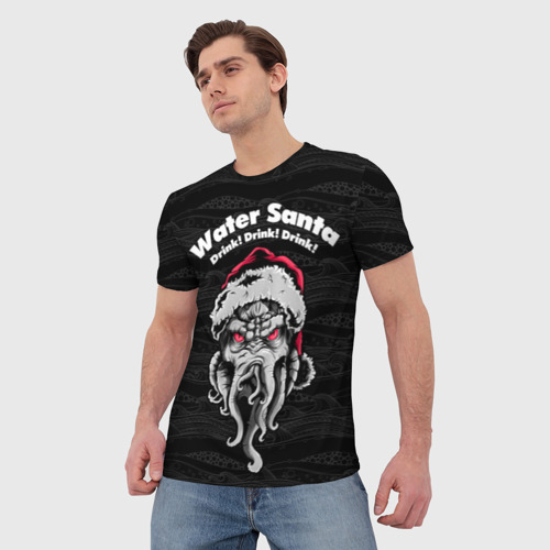Мужская футболка 3D с принтом Water Santa, фото на моделе #1