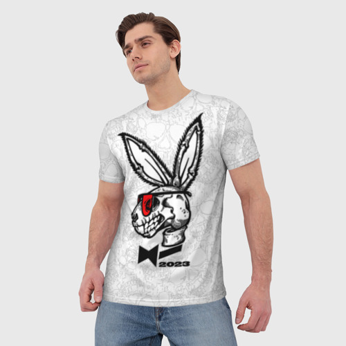 Мужская футболка 3D с принтом Playboy Skull Rabbit 2023, фото на моделе #1