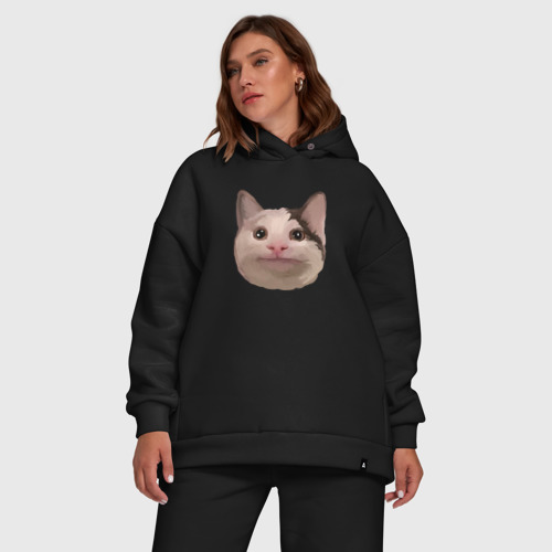 Женский костюм хлопок Oversize с принтом Polite cat meme, фото #5
