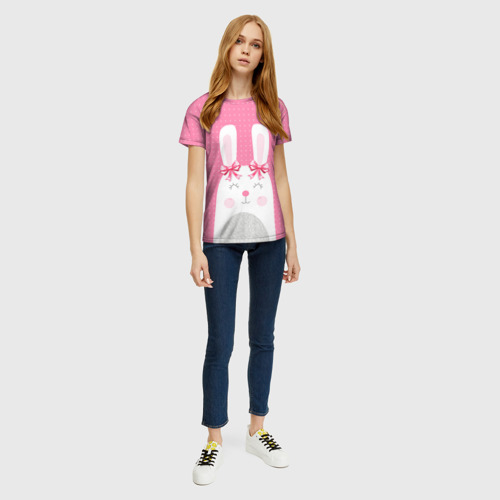 Женская футболка 3D с принтом Миссис кролик, вид сбоку #3
