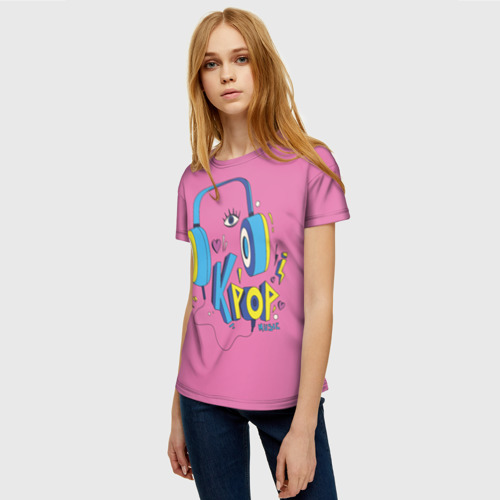 Женская футболка 3D с принтом K-pop музыка, фото на моделе #1