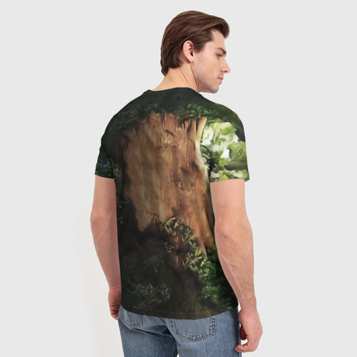 Мужская 3D футболка с принтом Мудрое дерево с лицом мем, вид сзади #2