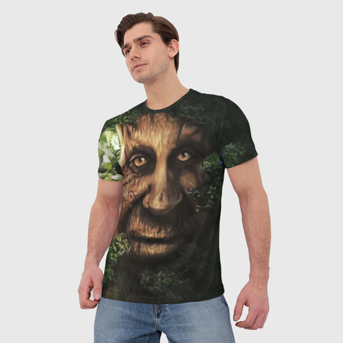 Мужская 3D футболка с принтом Мудрое дерево с лицом мем, фото на моделе #1