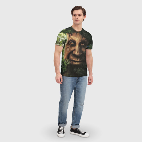 Мужская 3D футболка с принтом Мудрое дерево с лицом мем, вид сбоку #3
