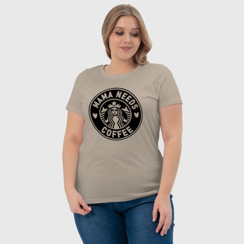Женская футболка хлопок с принтом Мама любит кофе Старбакс, фото #4