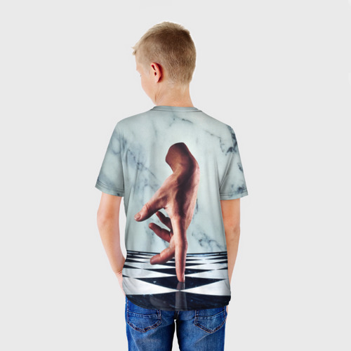Детская футболка 3D с принтом Уэнсдэй - персонаж Вещь, вид сзади #2