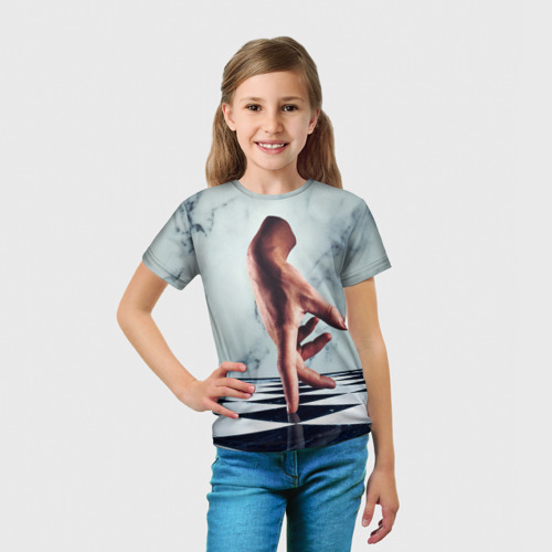 Детская футболка 3D с принтом Уэнсдэй - персонаж Вещь, вид сбоку #3