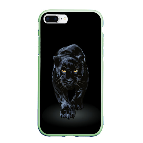 Чехол для iPhone 7Plus/8 Plus матовый с принтом Черная пантера - хищница, вид спереди #2