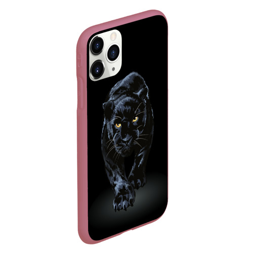 Чехол для iPhone 11 Pro матовый с принтом Черная пантера - хищница, вид сбоку #3