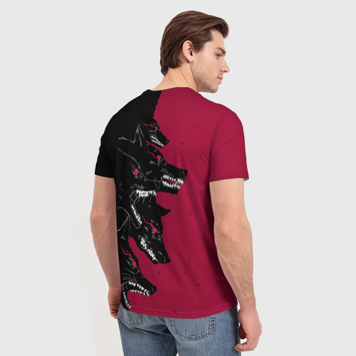 Мужская футболка 3D с принтом Черные адские псы, вид сзади #2