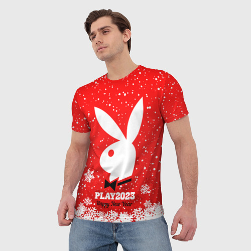 Мужская футболка 3D с принтом Зайчик Play 2023, фото на моделе #1