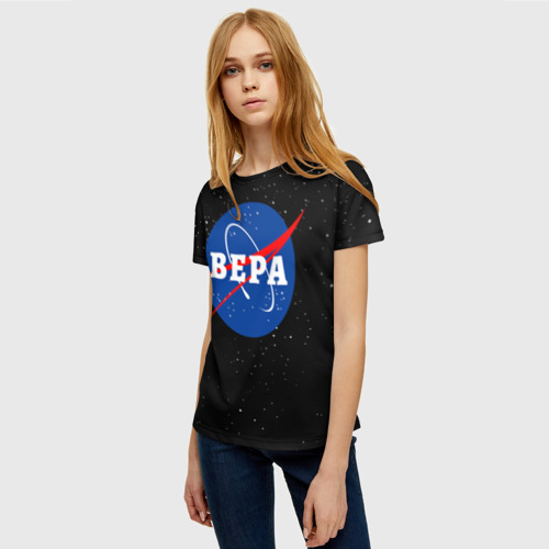 Женская футболка 3D с принтом Вера НАСА космос, фото на моделе #1