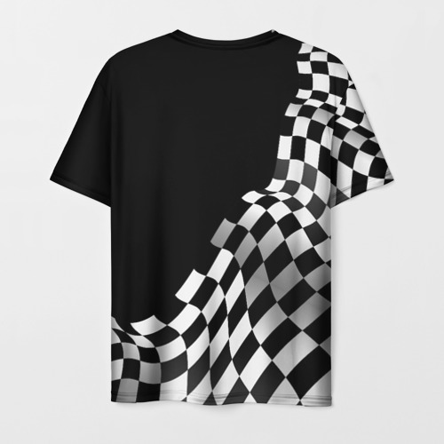 Мужская футболка 3D с принтом Peugeot racing flag, вид сзади #1