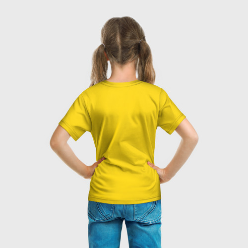 Детская 3D футболка с принтом Весёлый смайлик  дразнится, вид сзади #2