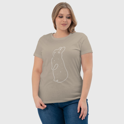 Женская футболка хлопок с принтом Волшебный кролик и звезды, фото #4