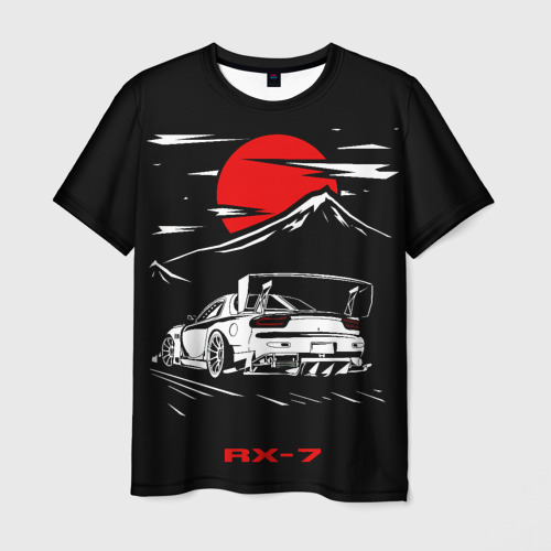 Мужская футболка 3D с принтом Мазда RX - 7 JDM Style, вид спереди #2