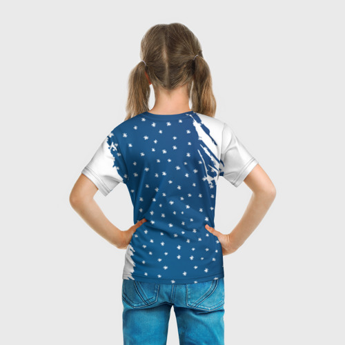 Детская 3D футболка с принтом Кролик и гирлянда - 2023, вид сзади #2