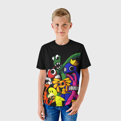 Детская футболка 3D с принтом Персонажи из радужных друзей, фото на моделе #1