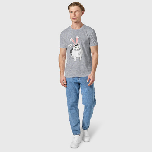 Мужская футболка хлопок с принтом Кролик Бендер кот, вид сбоку #3