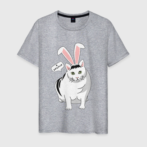 Мужская футболка хлопок с принтом Кролик Бендер кот, вид спереди #2