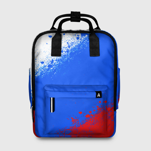 Женский рюкзак 3D с принтом Флаг России - триколор, вид спереди #2