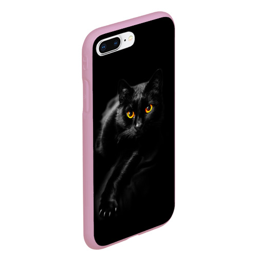 Чехол для iPhone 7Plus/8 Plus матовый с принтом Черный кот во тьме, вид сбоку #3