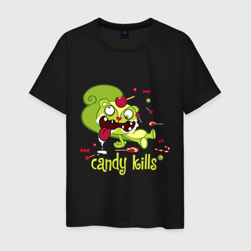 Мужская футболка хлопок с принтом Nutty - candy kills, вид спереди #2