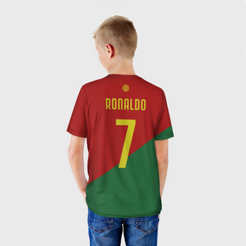 Детская футболка 3D с принтом Роналду сборная Португалии, вид сзади #2